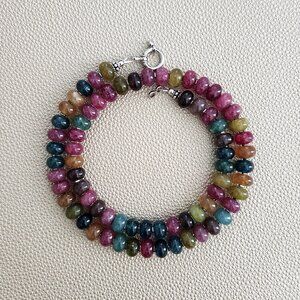 MULTI COLOR JEWEL TONE JADE NECKLACE--18"